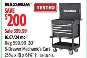Canadian Tire Maximum 30˝ 5-drawer mechanic's cart offer