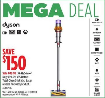 Canadian Tire Dyson v15 detect total clean stick vac offer