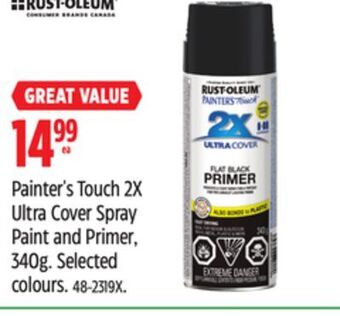 Canadian Tire Rust-oleum painter's touch 2x ultra cover spray paint and primer offer