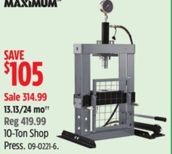 Canadian Tire Maximum 10-ton shop press offer