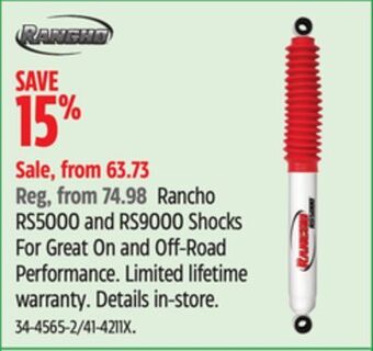 Canadian Tire Rancho rs5000 and rs9000 shocks for great on and off-road performance offer