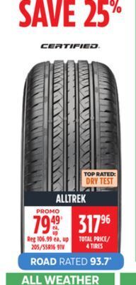 Canadian Tire Certified alltrek tires offer