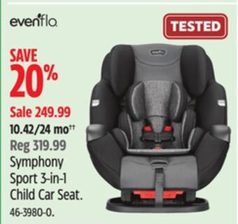 Canadian Tire Evenflo symphony sport 3-in-1 child car seat offer