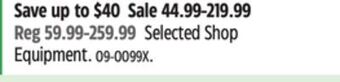 Canadian Tire Certified selected shop equipment offer