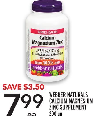 Metro Webber naturals calcium magnesium zinc supplement offer
