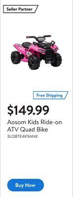Walmart Aosom kids ride-on atv quad bike offer