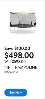 Walmart 14ft trampoline offer