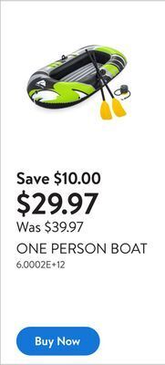 Walmart One person boat offer
