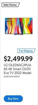 Walmart Lg oled65c2pua 65 4k smart oled evo tv 2022 model offer