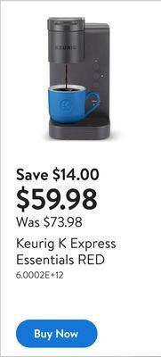 Walmart Keurig k express essentials red offer