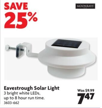 Home Hardware Eavestrough solar light offer