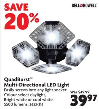 Home Hardware Quadburst™ multi-directional led light offer