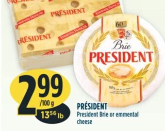 Marché Adonis President brie or emmental cheese offer