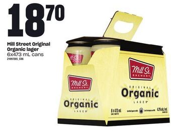 Zehrs Markets Mill street original organic lager, 6x473 ml cans offer