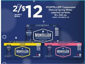 Zehrs Markets Montellier® carbonated natural spring water, 10 x 355 ml offer