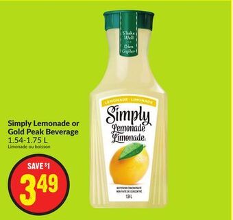 FreshCo Simply lemonade or gold peak beverage 1.54-1.75 l offer