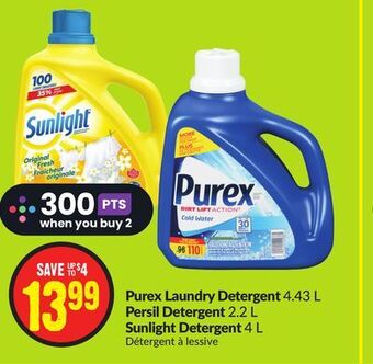 FreshCo Purex laundry detergent 4.43 l persil detergent 2.2 l sunlight detergent 4 l offer