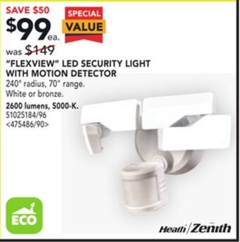 RONA Heath zenith flexview led security light with motion detector offer