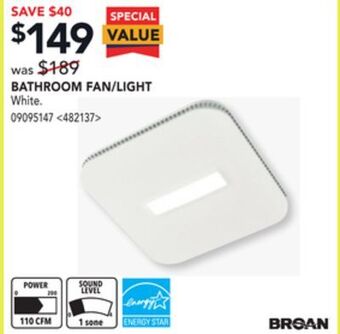 RONA Broan bathrooms fan/light offer