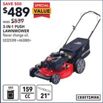 RONA Craftsman 3-in-1 push lawn mower offer