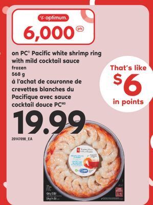 Valu-mart Couronne de crevettes blanches du pacifique avec sauce cocktail douce pc, 568 g offer