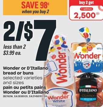 Valu-mart Pain ou petits pains wonder ou d'italiano offer