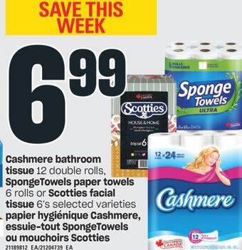 Valu-mart Papier hygiénique cashmere, essuie-tout spongetowels ou mouchoirs scotties offer