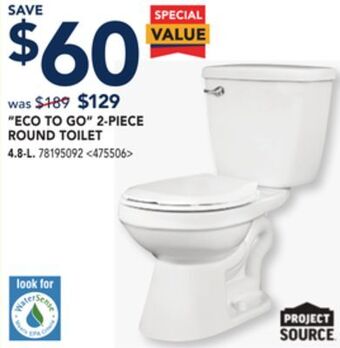 RONA Project source eco to go 2-piece round toilet offer