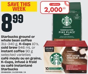 Valu-mart Café moulu ou en grains, k-cups, infusé à froid ou café instantané starbucks offer