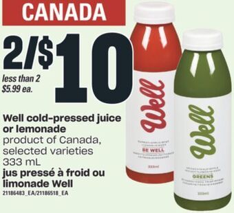 Valu-mart Jus pressé à froid ou limonade well, 333 ml offer