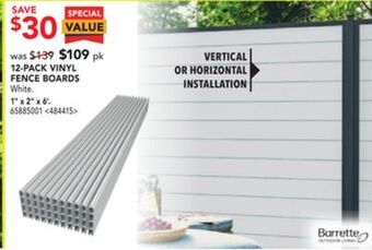 RONA Barrette 12-pack vinyl fence boards 1 x 2 x 6' offer
