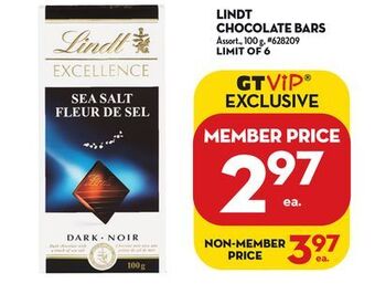 Giant Tiger Lindt chocolate bars offer