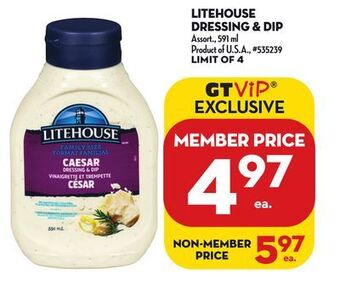 Giant Tiger Litehouse dressing & dip offer