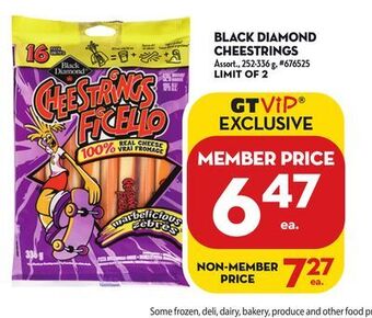 Giant Tiger Black diamond cheestrings offer