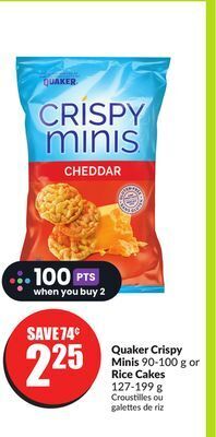 Chalo FreshCo Quaker crispy minis 90-100 g or rice cakes 127-199 g offer
