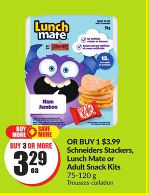 Chalo FreshCo Schneiders stackers, lunch mate or adult snack kits 75-120 g offer