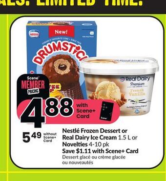 Chalo FreshCo Nestlé frozen dessert or real dairy ice cream 1.5 l or novelties 4-10 pk offer