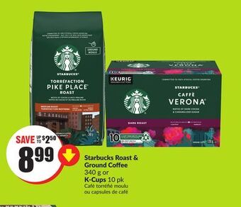 Chalo FreshCo Starbucks roast & ground coffee 340 g or k-cups 10 pk offer