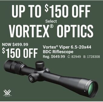 Bass Pro Vortex® viper 6.5-20x44 bdc riflescope offer