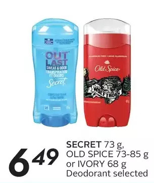 Sobeys Secret, old spice or ivory deodorant offer