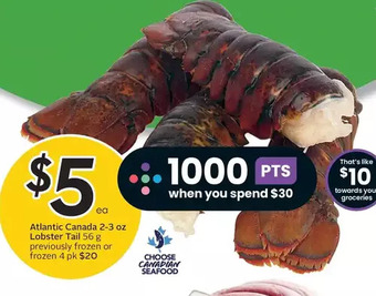 Sobeys Atlantic canada, lobster tail offer