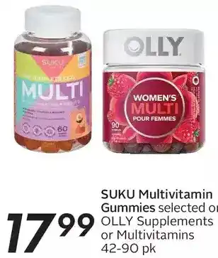 Sobeys Suku multivitamin gummies or olly supplements or multivitamins offer