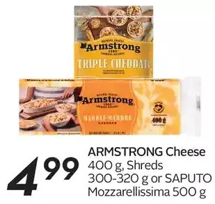 Sobeys Urban Fresh Armstrong cheese, shreds or saputo mozzarellissima offer