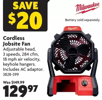 Home Hardware Cordless jobsite fan offer