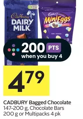 Foodland Cadbury bagged chocolate, chocolate bars or multipacks offer