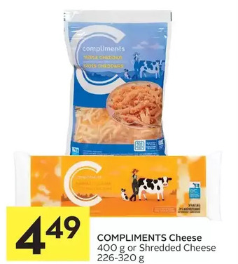 Foodland Compliments cheese or shredded cheese offer