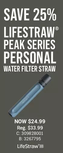 Cabela's Lifestraw peak series personal water filter straw offer
