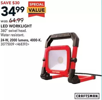 Lowe's Craftsman led worklight offer