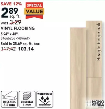 Lowe's Mono serra vinyl flooring offer