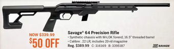 Cabela's Savage 64 precision rifle offer